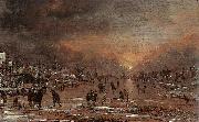 Aert van der Neer Sports on a Frozen River painting